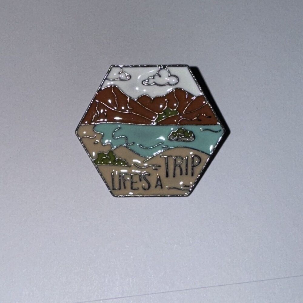 Life’s A Trip Beach Mountains Vacation Pin Brooch